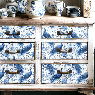 Papel De Seda Despojagem Floral Pavão Azul de Delft Holandês