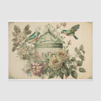 Papel De Seda Desvinculação de aves da Vintage Verde e de aves d