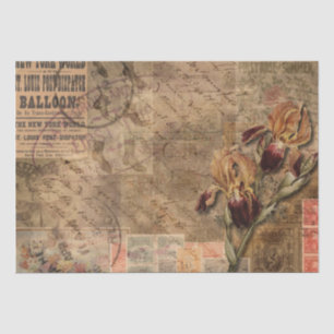 Papel De Seda Desvinculação do Chique de Colagem de Ephemera Vin