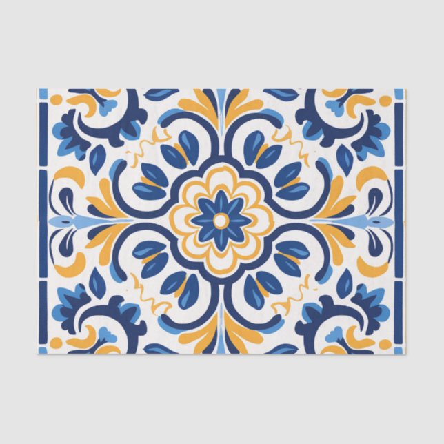 Papel De Seda Desvinculação do padrão de azulejo espanhol bonito (Frente )