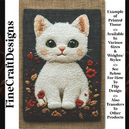 Papel De Seda Desvinculação Real Branca Bordada de Gato BZ8