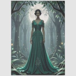 Papel De Seda Deusa Art Déco Gótica na Floresta