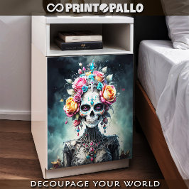 Papel De Seda Deusa caveira feminina em flores - Lady Death