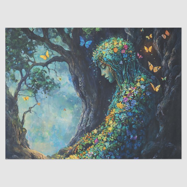 Papel De Seda Deusa da Floresta Encantada com Borboletas (6) (Frente )