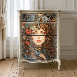 Papel De Seda Deusa Floral Art Nouveau Vintage Boho Vitoriana