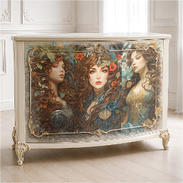 Papel De Seda Deusa Floral Art Nouveau Vintage Estilo Vitoriano