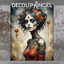 Papel De Seda Deusa Gótica Papais noeis Muerte - Decoupage -