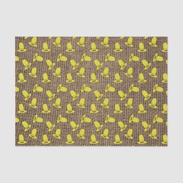 Papel De Seda Dez Gallon Hat em Burlap (Frente )