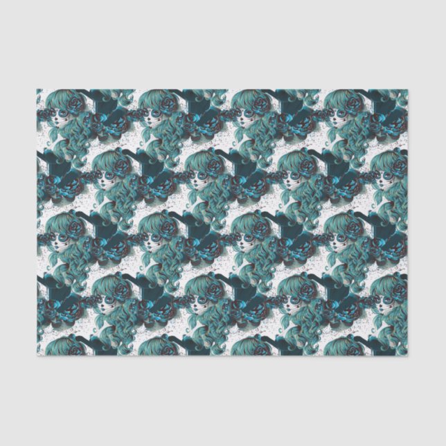 Papel De Seda Dia da Bela Garota do Crânio de Açúcar (Frente )