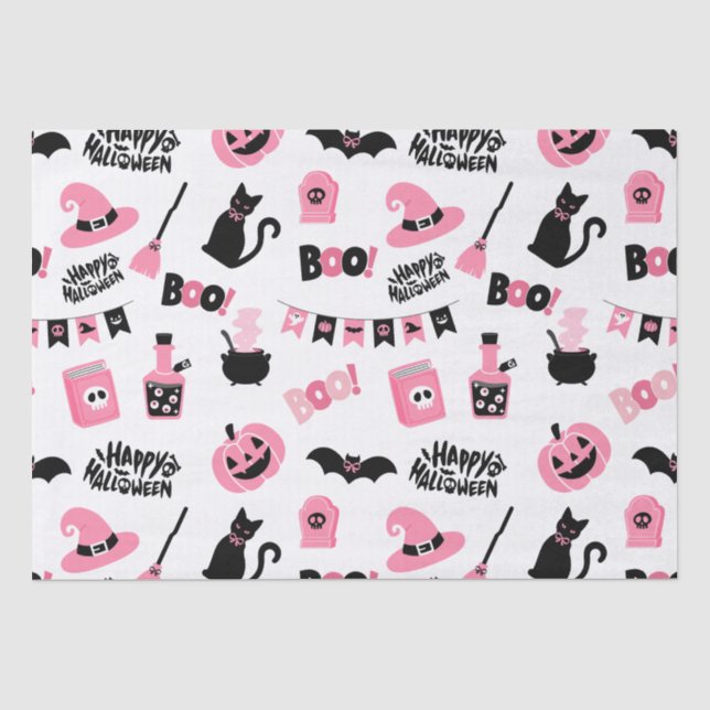 Papel De Seda Dia das Bruxas Rosa e Negro (Frente )