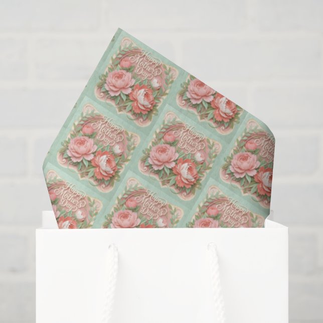 Papel De Seda Dia das Mães Feliz Tiled Fofo (Sacola de presentes)