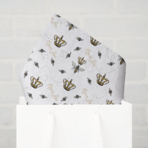 Papel De Seda Dia de as mães Branco Rainha Real Abelha e Coroa D
