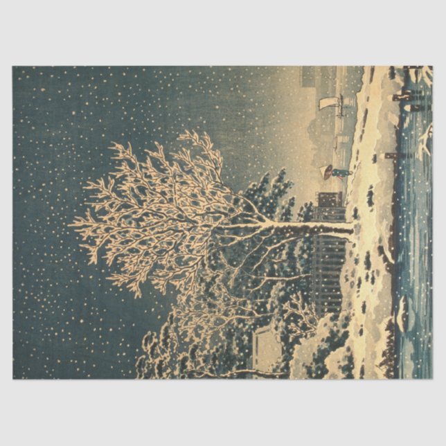 Papel De Seda Dia de inverno no Rio Sumida, no Japão (Frente )