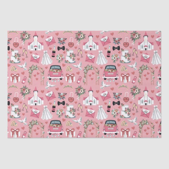 Papel De Seda Dia de Noivado em Rosa (Frente )