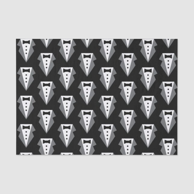 Papel De Seda Dia de os pais Preto Tuxedo (Frente )