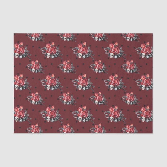 Papel De Seda Dia do Crânio Morto (Design 47 Série Vermelha) (Frente )
