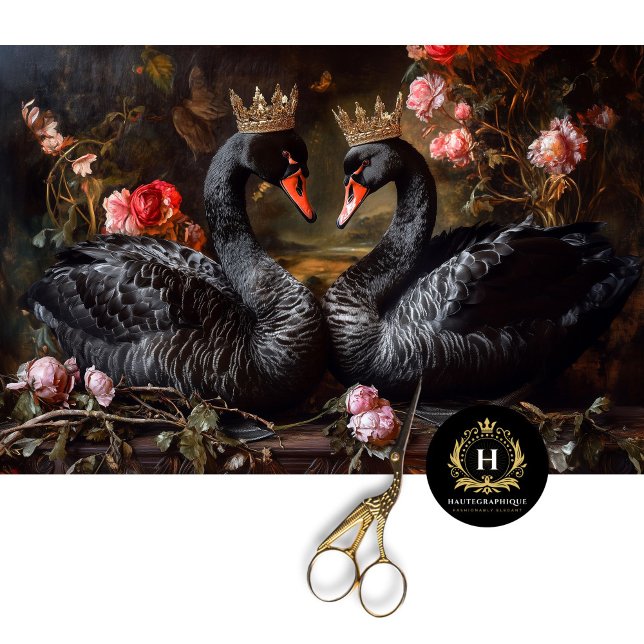 Papel De Seda Dia dos Namorados Cisne Negro Flores Vermelhas Dec (Criador carregado)