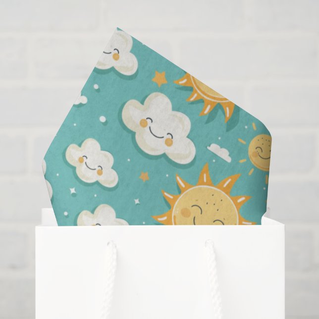 Papel De Seda Dia Ensolarado Azul-Verde (Sacola de presentes)