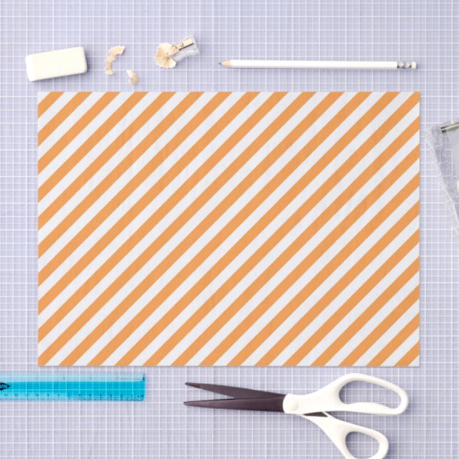 Papel De Seda Diagonal orange and white stripes pattern (Arte )