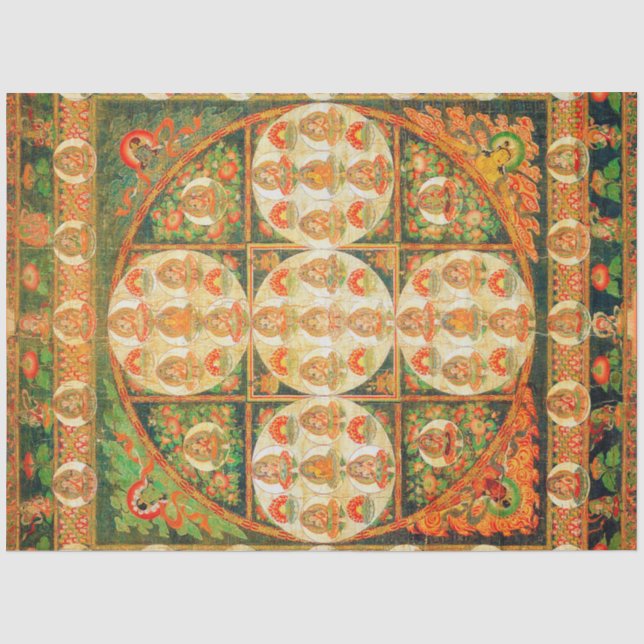 Papel De Seda Diagrama Cósmico de Mandala para a Meditação (Frente )