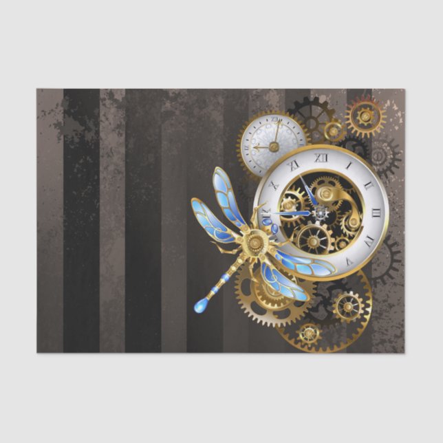Papel De Seda Dials Steampunk com Dragonfly (Frente )
