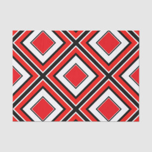 Papel De Seda Diamante branco preto vermelho geométrico