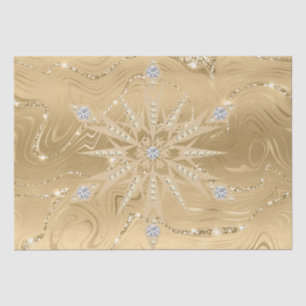 Papel De Seda Diamante de Floco de Neve Dourado de luxo
