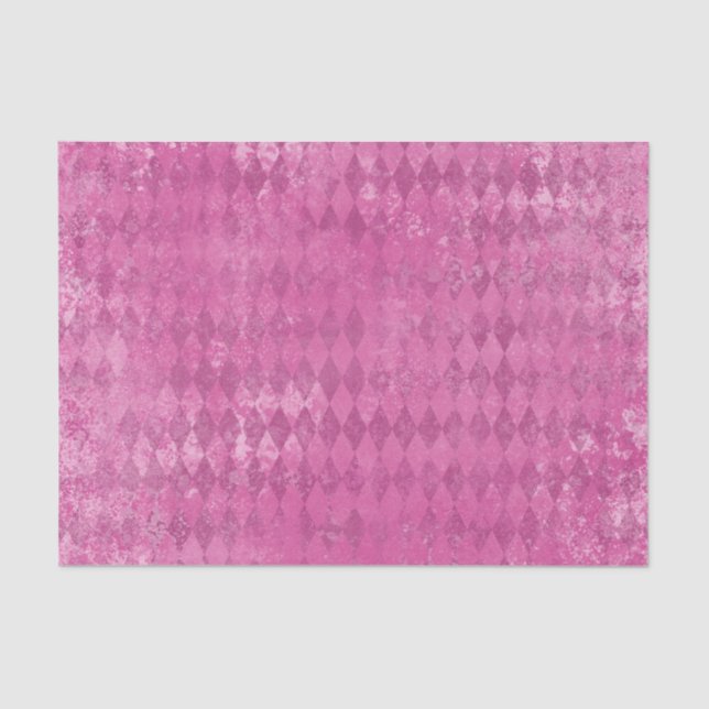 Papel De Seda Diamante de Harlequin, Rosa-Quente Distante (Frente )