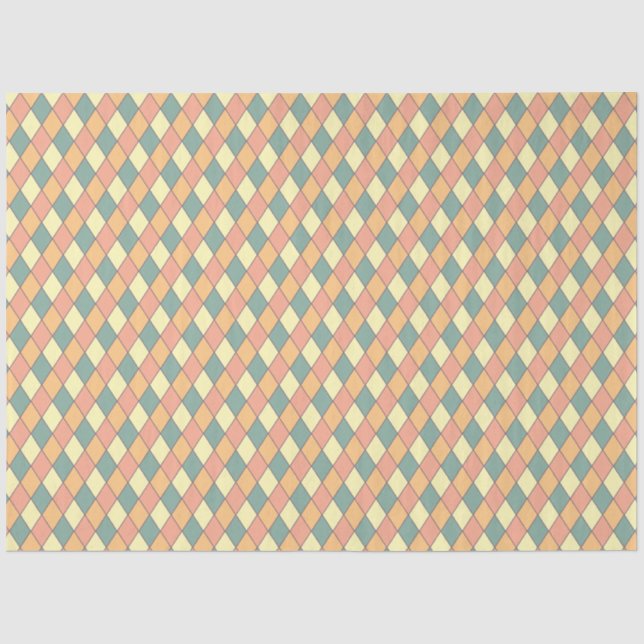 Papel De Seda Diamante Geométrico Harlequim Pastel (Frente )