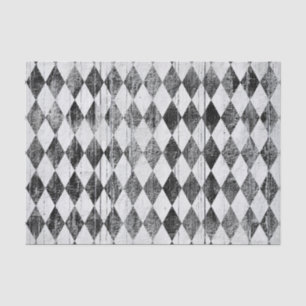 Papel De Seda Diamante preto e branco afligido do Harlequin