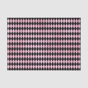 Papel De Seda Diamante rosa e Harlequin preto