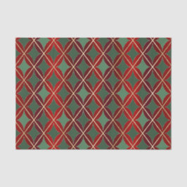 Papel De Seda Diamante Verde Dourado de Natal Vermelho