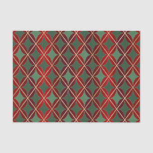 Papel De Seda Diamante Verde Dourado de Natal Vermelho