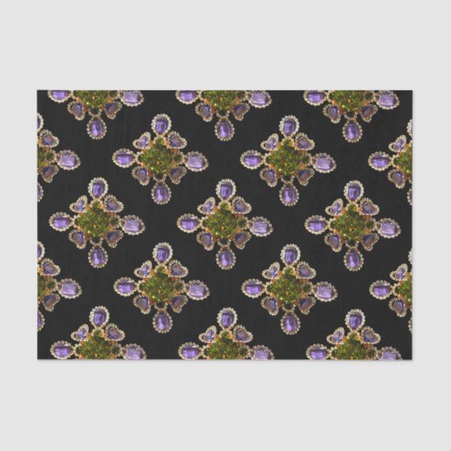 Papel De Seda Diamantes Ametistas Roxos Emeralds joias (Frente )