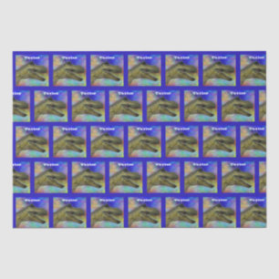 Papel De Seda Dino T-Rex Dinossaur Fundo colorido em azul