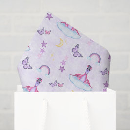 Papel De Seda Dinosaur Fofinho de Aniversário de Meninas Rosa e 