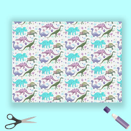 Papel De Seda Dinossauro Colorido Mania