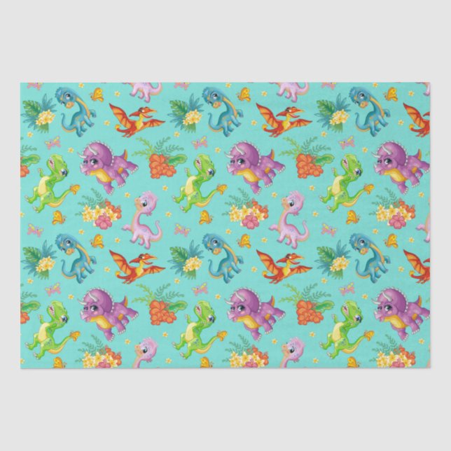 Papel De Seda Dinossauro Divertido   (Frente )