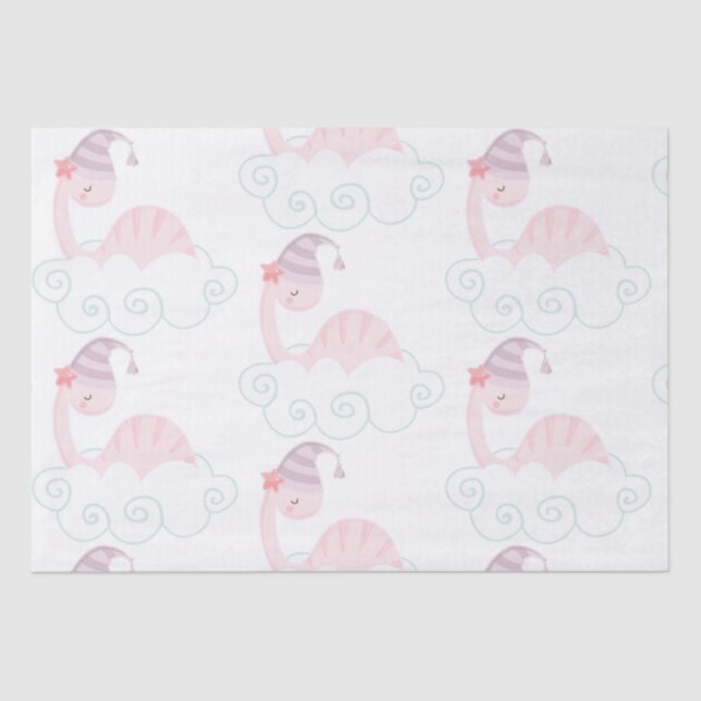 Papel De Seda Dinossauro Rosa Dormindo (Frente )