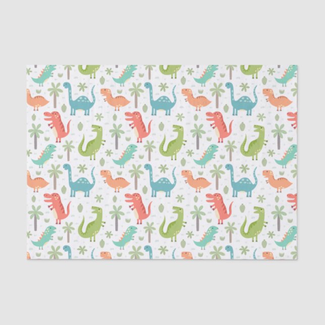 Papel De Seda Dinossauros Palmeiras Dinossauros Crianças (Frente )