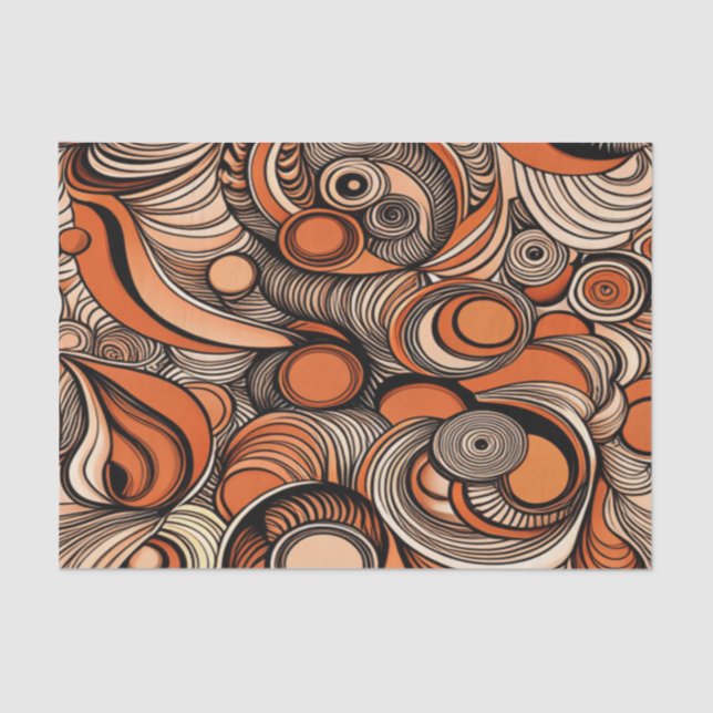 Papel De Seda Discussão de Padrão de Abstrato Laranja de Pêssego (Frente )