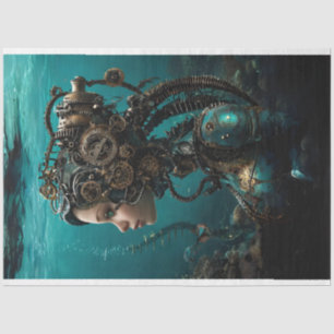 Papel De Seda Discussão Mundial da Água Robótica Teal Steampunk