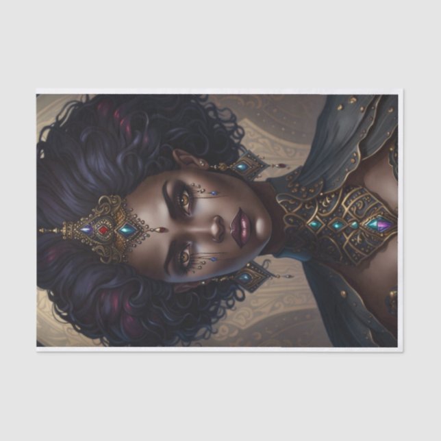 Papel De Seda Discussão Rainha Afro-Americana do Guerreiro Fierc (Frente )