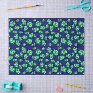 Papel De Seda Discussão Verde Azul das Visitas Florais Whimsical