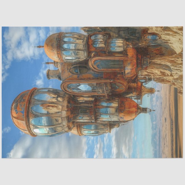 Papel De Seda Disoupage Fantasy Balões Futuro Paisagem (Frente )