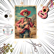 Disoupage Skeleton Guitarra Sombrero