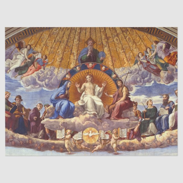 Papel De Seda Disputação do Sacramento Sagrado por Raphael (Frente )