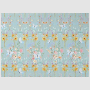 Papel De Seda Dissociação da Borboleta Azul Amarela Floral