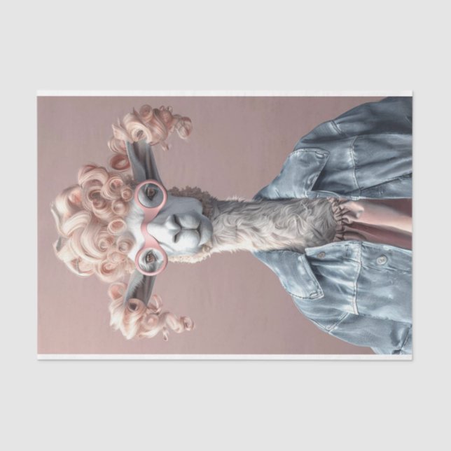 Papel De Seda Dissociação da Jaqueta Llama Rosa Curly Haired (Frente )