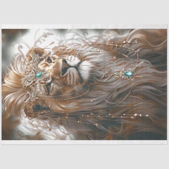 Papel De Seda Dissociação de aparência majestosa do leão branco  (Frente )